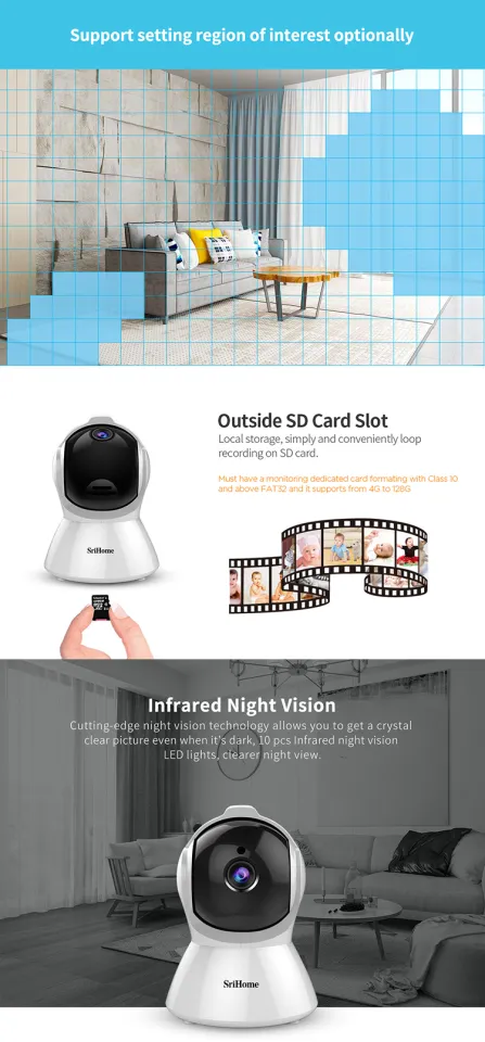 SriHome SH025 1080P Full HD Indoor WiFi CCTV Camera IP Security