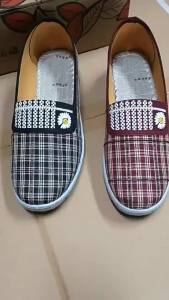 Spring And Autumn WomenS Casual Checkered Low-Top Flat Fabric Shoes Everyday Round-Toe Molded Breathable Mom Shoes
