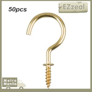 50pcs/Pack 2inch Brass Plated Hook Screw Gold Hook Screw