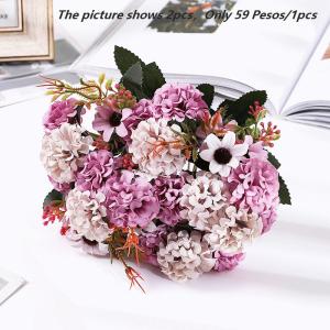 【Fast delivery】2 Bouquet Artificial flowers Ball Peony Rose Hydrangea Artificial silk flower Wedding Decoration Bouquet