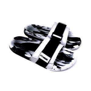 Ruuf - 0204 Velcro Slide Sandal Pria - Black/White