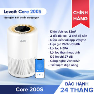 Máy Lọc Không Khí Levoit Core 200S 32m2 | Lõi HEPA 3 lớp lọc bụi mịn - Hẹn giờ - Kết nối app - Đèn ngủ | Hàng Chính Hãng