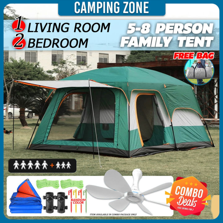 5-8 Person Large Camping Tent Waterproof Family Tents for