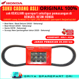 Vanbelt set Roller Genio Ori AHM Vanbelt Genio KOJ K1A Vanbelt Beat Duluxe Original Honda Beat Deluxe Vanbelt set roller Scoopy New Ori Vanbelt Beat Street 2020 2021 2022 Original Honda Genuine Part
