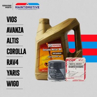 Toyota Vios / Avanza / Altis / Corolla / Rav4 / Yaris / Wigo Fully Synthetic 5w-40 Oil Change Package (Gas/Petrol)
