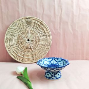 พาน พานเซรามิค พานลายคราม ขนาด 3 นิ้ว - 8 นิ้ว พานทรงสูง พานใหว้ครู ลายไทย งานแฮนด์เมด เคลือบเงาอย่างดี