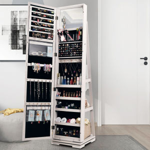 Full Body Mirror Stand Mirror With Rack Mirror Stand Full Body Standing Mirror Full Length Mirror With Storage Jewelry Storage Cabinet Floor Mirror Compartment Storage Space Saving 落地镜 镜子全身