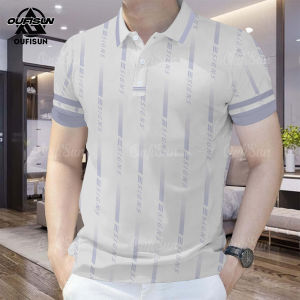 【Oufisun】เสื้อโปโลแขนสั้นผู้ชาย ผ้าสบายและระบายอากาศ เสื้อโปโลสไตล์ลำลองธุรกิจ โปโลนักธุรกิจชาย เสื้อแขนสั้นใหม่ที่ทันสมัย