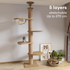 Papapet Cat scratchers Cat Tree 6-Layers with Hammock PH Cat Condo Installation Kit Included Cat Tower