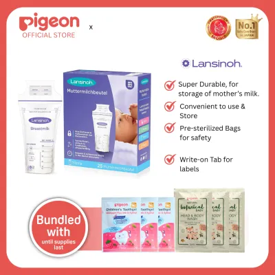 Lansinoh Presterilized Hygienically Doubled-Sealed for Refrigeration and Freezing Breastmilk Storage Bags 25pcs Ziplock 6oz BPA-free Leak Proof 180ml