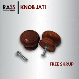 LUSINAN Knob Knop Handle Jati Bulat Coklat Kayu 12pcs