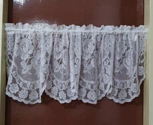 Kain vitrase poni jendela dapur tirai transparan motif bunga print