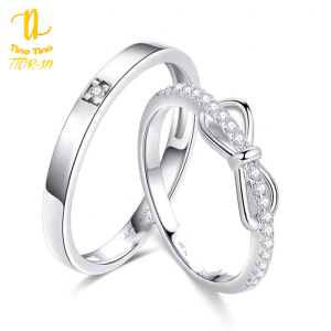TINO TINO - Cincin Couple 379 Wedding Ring Couple Minnie Bow tie dengan Permata zirkonia/Cincin Nikahan Premium Murah
