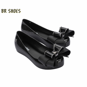 Melissa Official Store Women Shoes Double Bow Decorative Flats Women Casual Shoes Women Flat Shoes Soft Sole Jelly Shoes Fish-toe Shoes Melissa Ultragirl Sweet XXI Ladies Flats