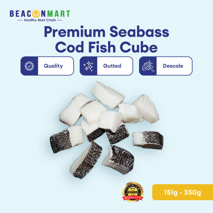 [Beacon Mart] Seafood Premium Seabass Cod Fish Cube | Premium Cube Ikan ...