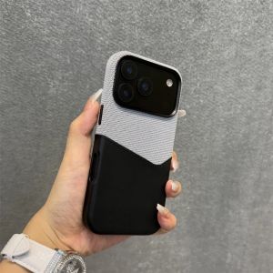 Trendy Hit Color Card Pocket for MagSafe Phone Case For iPhone 16 17Pro Max 17 Pro 15 13 14 12 Wireless Charging Leather Cover2026