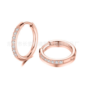 Zircon Hoop Earrings Stainless-Steel Round Hoop Design For daily outfits events and gift giving For daily outfits events and gift giving coordinated outfits events and photo styling