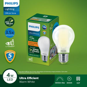Philips Lampu LED Bulb Ultra Efficient 4W 2700K Kuning