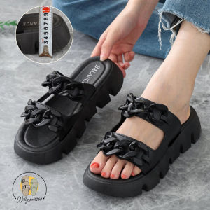 Sandal Wanita Sehari-hari Selop Import Ban 2 Rantai Jelly Korea Viral