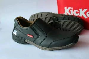 kickers - sepatu formal pria sepatu casual kerja slip on kulit sapi Hitam murah berkualitas