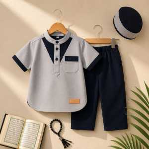 BAJU MUSLIM BAJU KOKO ZAIN ANAK LAKI-LAKI KEKINIAN PLUS PECI 1-12 TAHUN KOKO ANAK LAKI-LAKI TERBARU
