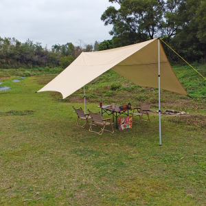 4.5x4.5m Hexagonal Flysheet Waterproof Tarp Outdoor Camping Butterfly-shape Fly Sheet with Silver Coating 露营天幕