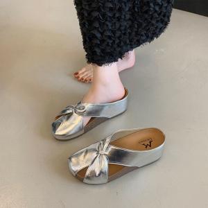 [Free Shipping] Slip-On 2026 Summer New Korean-Style Versatile Outdoor Niche Wedge Heel Retro Style Closed-Toe Sandals With Inner Height Increase
