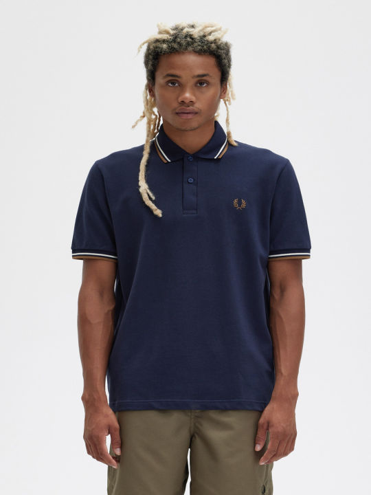 Fred Perry M12 Made in England Twin Tipped Fred Perry Shirt (Navy ...