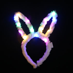 LED Glow Rabbit Ear Headband Cosplay Costume Luminous Hair Hoop Kid Halloween Christmas Cosplay Headwear Flashing Party Light Birthday Decoration Halloween Decoration