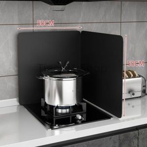 Black Foldable Oil Splatter Guard Anti‑Splash Cooking Shield Heat‑Resistant Stove Baffle Grease Splash Proof Kitchen Divider for Gas Stove Cooking