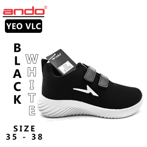 Sepatu Sekolah Anak SD SMP Remaja Laki Laki/Perempuan – ANDO – YEO VLC – Size 35-38 – Sneakers – Sport Black White