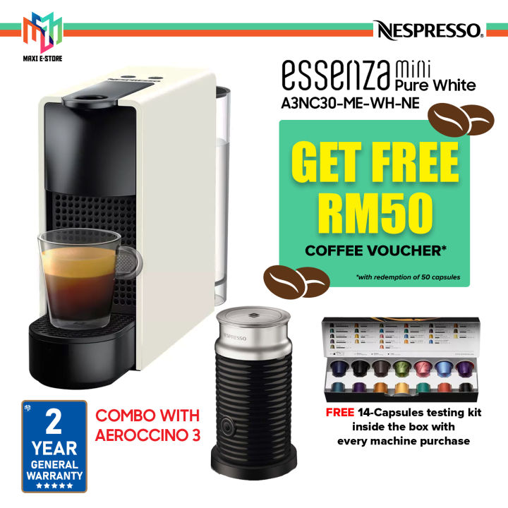 [COMBO] Nespresso A3NC30-ME-WH-NE Essenza Mini Fully Automatic Capsule ...