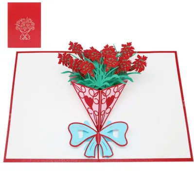 3D Pop Up Greeting Cards for Birthday Anniversary Valentines Day Romance Flower Card - Individually Packaged with Envelope and Protective Bag