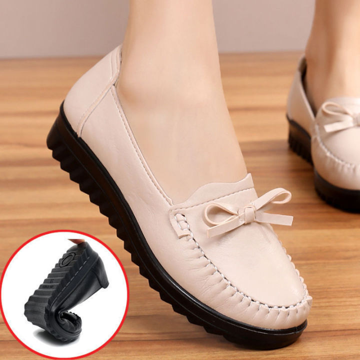 wtMei Korea Fashion Flat women shoes Casual Work Shoes Non-slip Comfortable  Shallow Mouth Leather Shoes Lazada PH
