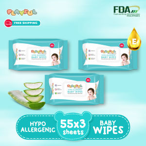 Playful Hypo-Allergenic Baby Wipes 55s Pack of 3