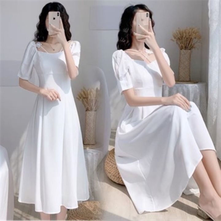 Casual dress white sales color