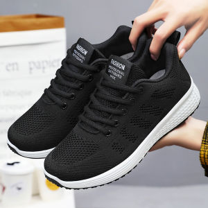 Womens Running Shoes Breathable Black Sneakers Fashion rubber Shoes casual Shoes for Lady flat shoes