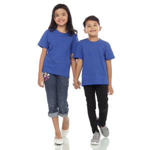 Kaos Polos Anak Oneck Lengan Pendek Bahan Katun Combed 30s Warna Biru Benhur