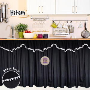 Gorden kolong dapur minimalis polos bacil (Free tali + paku / hook tempel 2 pcs)