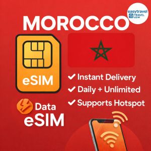 Morocco eSIM 1GB 2GB Daily Unlimited High Speed Data Supports Hotspot via Email Delivery