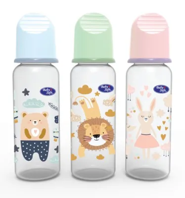 Paket Hemat Botol Susu Bayi Baby Safe 3 PCS - Desain Kartun Lucu - Warna Cerah - BPA Free - Ukuran 260ml