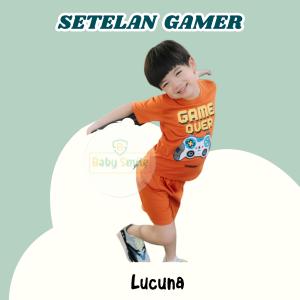 Setelan Anak Cowok Gamer Junior Lucuna Warna Merah Bata Size 2-10 Thn