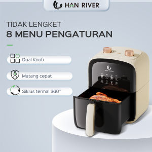 Han River Air Fryer 4.2L Multifungsi Wajan Anti Lengket Bebas Minyak Low Watt 800 Watt (HRAF03WT)