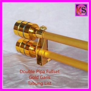 Double Pipa FullSet Batang Garis Tabung List Besi Tiang Gorden 4 meter Tirai Pintu Jendela
