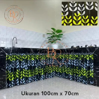 Gorden kolong dapur / Gordeng kolong meja dapur / Gorden dapur bawah kompor 1 set plus tali terbaru