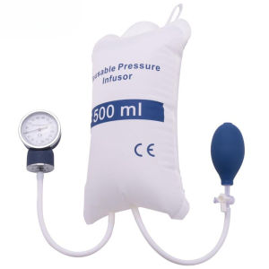 Infusion Pump Pressure Bag 500Ml with Gauge and Hand Pump Reusable Pressure Infusion Bag