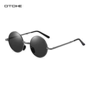 OTOHE Foldable Sunglasses Circular Men Women Polarized Glasses Chic Retro Sunglasses Photochromic Polarized Sunglasses Men Discoloration Eyewear Anti Glare UV400 Glasses Driving Goggles