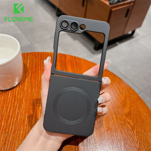 FLOVEME Matte Liquid Silicone Magsafe Phone Case For Samsung Galaxy Z Flip 5 Flip 4 Flip 3 5G Wireless Charging Ultra Thin Frosted Folding Soft Back Cover For Galaxy Z Flip 5 Flip 4 Flip 3