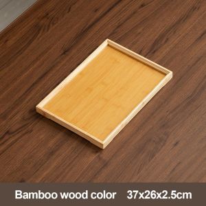 LUXELU Tre tự nhiên Khay gỗ tre Phong cách cổ điển Hình chữ nhật Khay phục vụ Khay trang trí Khay gỗ Trang chủ