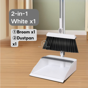 🇸🇬 Ready Stock Multi-Function Foldable Cleaning Set Broom Dustpan Floor Brush with Broom Comb Hair Scraper Rotating Head